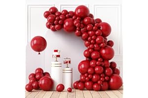 RUBFAC 110pcs Ruby Red Balloons Different Sizes 18 12 10 5 Inches for Garland Arch, Premium Red Latex Balloons for Birthday Wedding Valentine's Day Christmas Party Decoration
