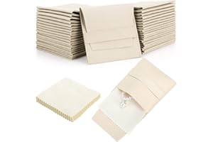 120 Pcs Microfiber Jewelry Pouch 8x8cm Packaging Bag Luxury Gift Fixed Strap Envelope Style Packaging with Cleaning Cloth(Bei