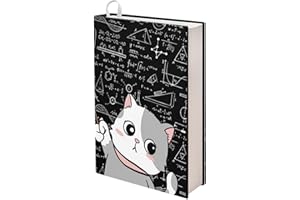 Dolyues Black Book Covers Stretchable Book Sox Suitable for Most Hardcover Books, Up to 9”X11", Kawaii Cat Print Book Cover Reusable Protective Cover for Textbooks