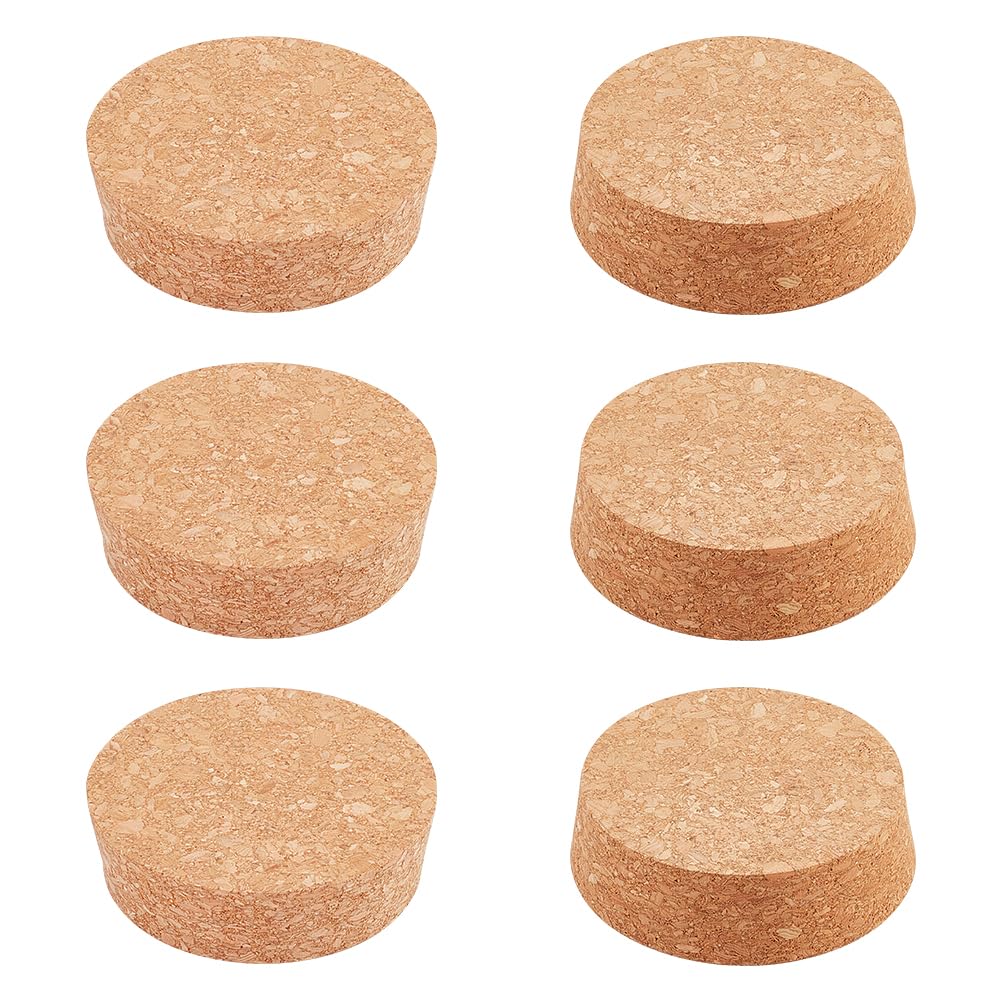 BENECREAT 6PCS Cork Bottle Stoppers, Durable Wooden Tapered Cork Stoppers Cork Plugs for Wine Beer Glass Bottle and DIY Craft Project, 71x65x20mm