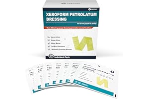 Ceeport Medical Xeroform Petrolatum Dressing 1"x8", 50 Individual Pack, Non-Adherent Gauze Pad Strip, Fine Mesh Gauze Patch Supplies for Wound Care, Burns, Lacerations, & Skin Grafts