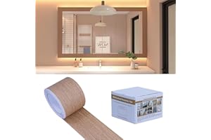 FEILAYS Teak Wood Grain Removable PVC Waterproof Border Wall Decor Removable Self Adhesive Door Frame Window Mirror Bathroom Tiles Sticker Grain Trim Wallpaper 1.96inch x 393inch