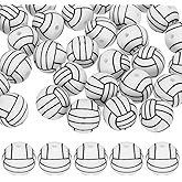 M METERXITY 35-Pack Sports Ball Beads 15mm White Round Loose Rubber Volleyball Beads Silicone Craft Smooth Sports Ball Small Hole with 2mm for DIY Crafts/Bracelet/Necklace