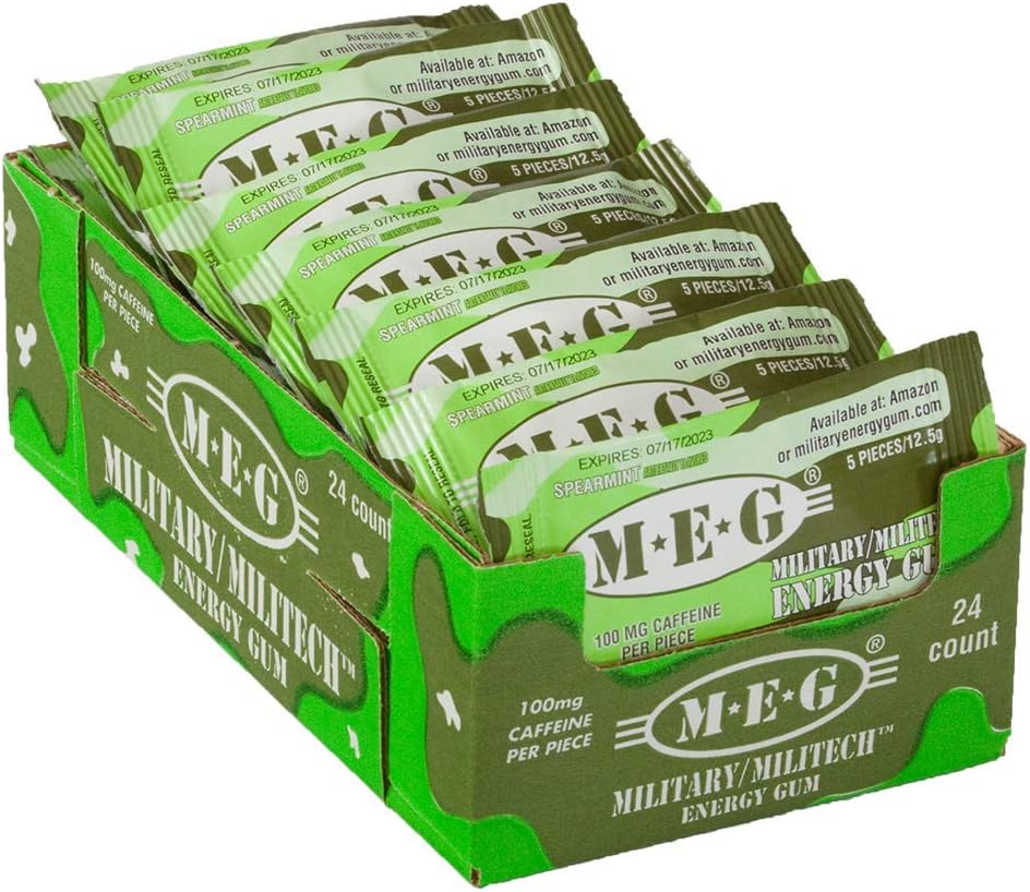 MEG Military Energy Gum 100mg of Caffeine Per Piece