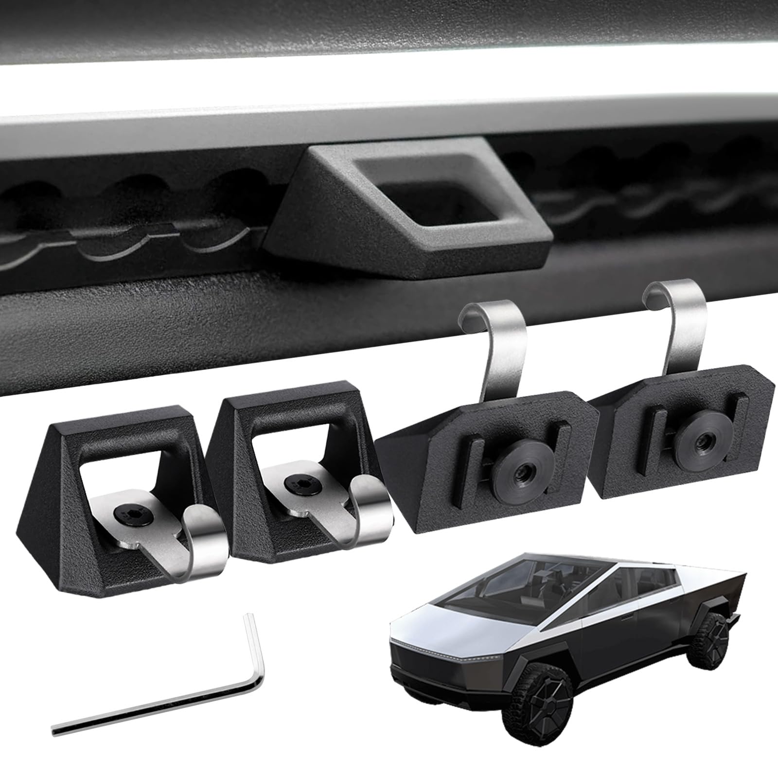 Photo 1 of Argostitan 4PCS New Model Bed Rail Track Hook with Tesla Cybertruck 2023 2024 2025?OEM Style Steel L-Track Hook for Cybertruck Accessories?cybertruck Bed Divider Accessories