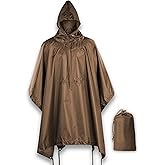 M-Tac Tactical Rain Poncho - Army Military Poncho Shelter - Waterproof Ripstop Camping Hiking Outdoor Hunting Rain Ponchos