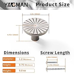 Yagman 10 Pack Kitchen Cabinet Knobs Round