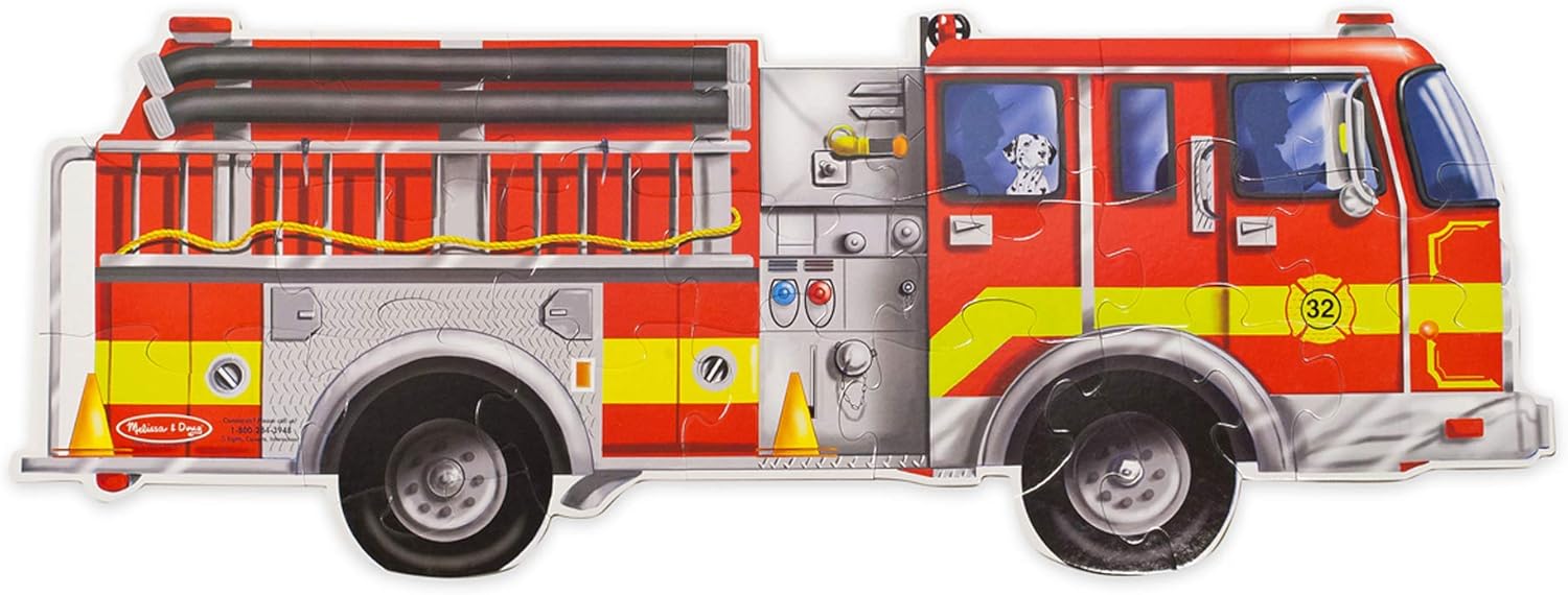 Melissa Doug Giant Fire Truck Floor Puzzle Easy Clean Surface Promotes Hand Eye Coordination 24 Pieces 121 92 Cm L X 45 72 Cm W