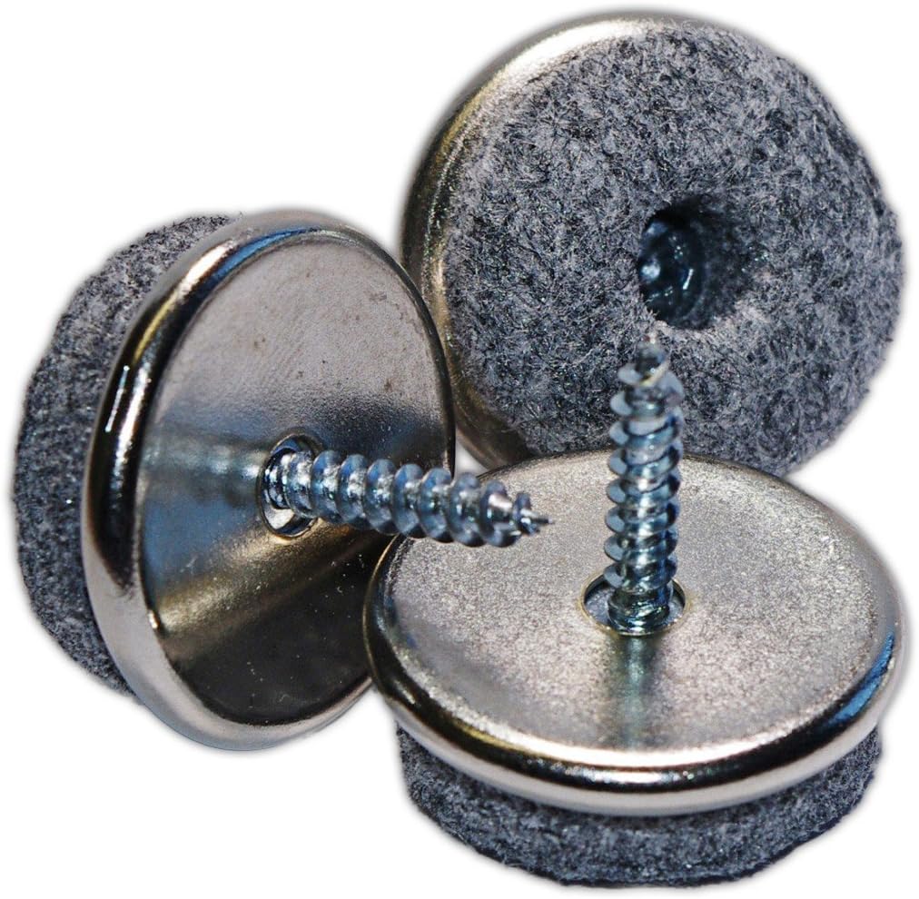 haggiy Screw-in Felt Glides - Furniture Sliders - Nickel-Plated Ø 0.945" (20 Pcs.)