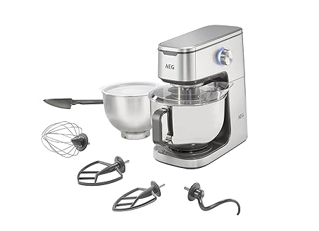 AEG Küchenmaschine KM 7300 (10 Geschwindigkeitsstufen, 1000 Watt, LED-Licht, Voll-Metall Gehäuse, 2x 5,7 Liter Edelstahl-Rühr