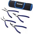 WORKPRO 4-Piece Snap Ring Pliers Set, 7-Inch Internal and External Circlip Pliers Kit with Straight and Bent Jaw, For Ring Remover Retaining, Storage Pouch Included, Father's Day Gifts