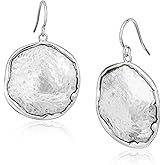 JEAN RACHEL JEWELRY Hammered Earrings for Women - 925 Sterling Silver Dangle Statement, Hypoallergenic, Lead & Nickel Free jewelry (Circle Earrings)