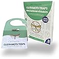 8 Pack Clothes Moth Traps | Child and Pet Safe | Protect Clothes, Sweaters, Wool, Carpet | Adhesive Traps for Fabric Moths