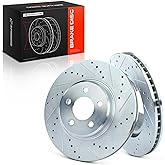 A-Premium 12.60 inch (320mm) Front Drilled and Slotted Disc Brake Rotors | for Dodge &amp; Chrysler Models - Charger 2006-2018/2020-2023, Challenger 2009-2018/2020-2022, Magnum 05-08, 300 05-23, 2-Pack