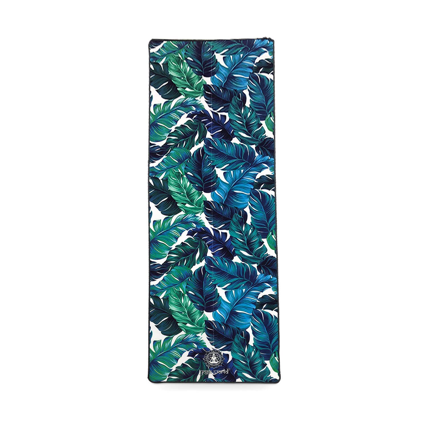 Yoga World Yoga Towel Thick, Soft, Sweat Absorbent, Nonslip Exercise cloth Made with Microfiber Fabric - For Bikram, Pilates, Beach & Home Workout Machine-Wash 72 x 24 inch (Palm Green)