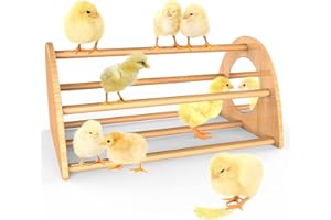 Ensayeer Bamboo Chicken Perch with Mirror, Strong Roosting Bar for coop and brooder, Training Perch for Large Bird, Hens, Parrots, Macaw, Easy to Assemble and Clean, Fun Toys for Chicken