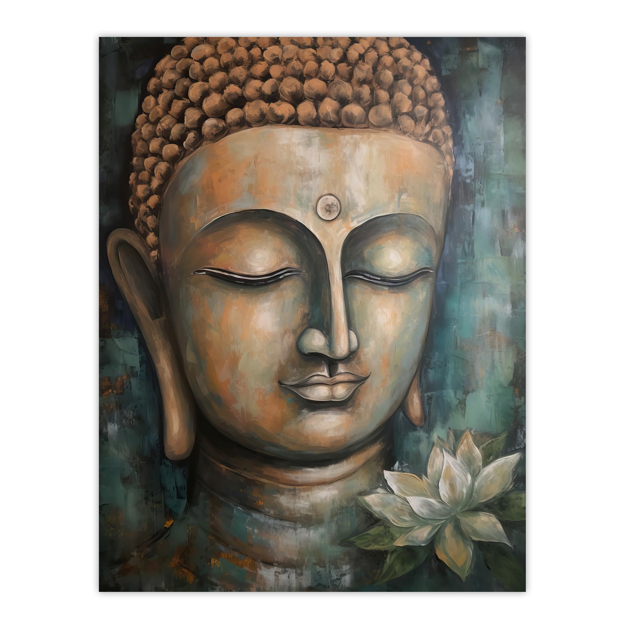 Artery8 Spiritual Meditation Buddha Face Lotus Flower Acrylic Painting Relaxation Spa Treatment Room Art Extra Large XL Wall Art Poster Print