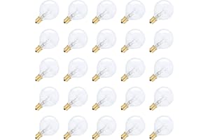 String Light Outdoor Globe G40 Replacement Bulb 5W E12 Candelabra Base C7 Socket by Simba Lighting for Patio, Café, Pergola, 