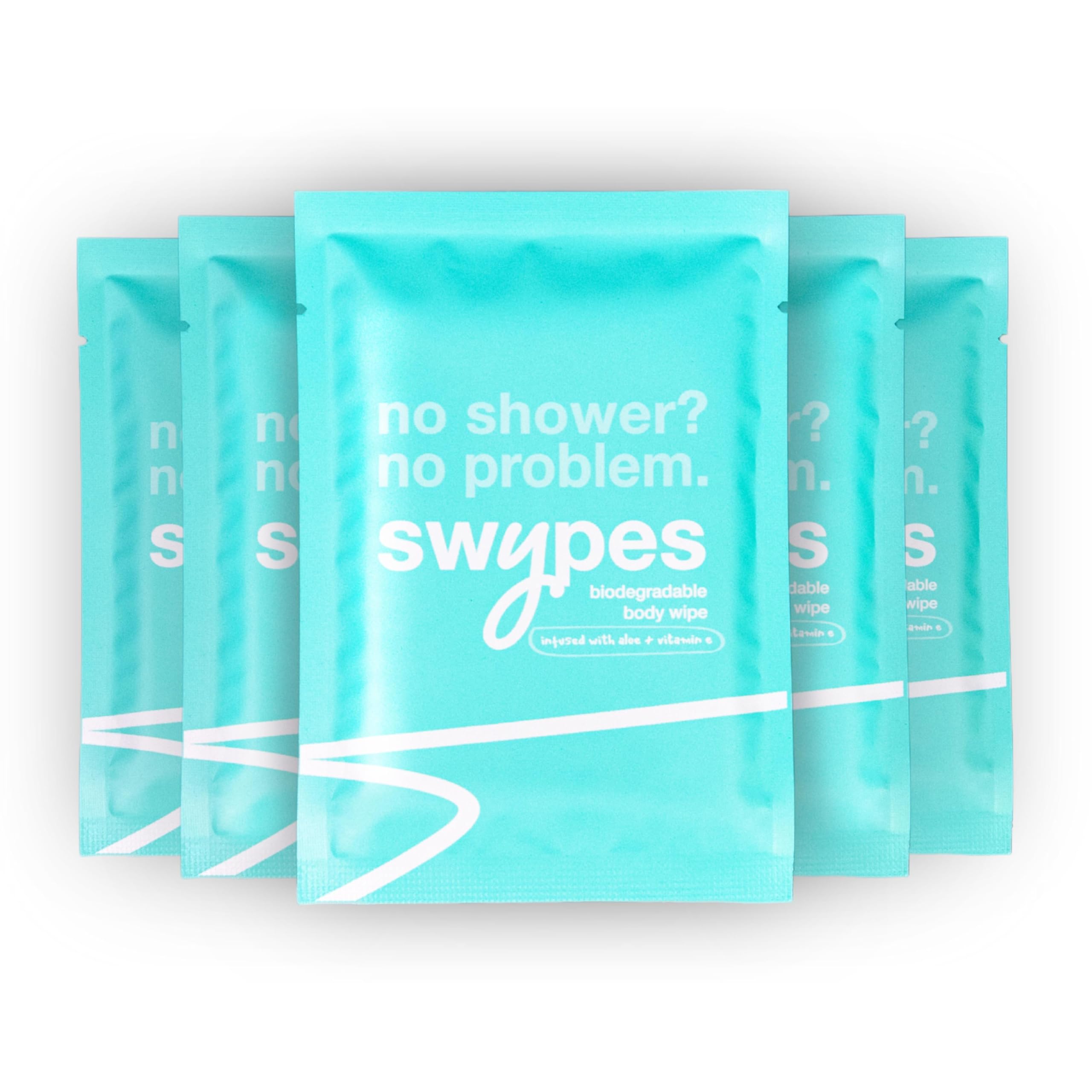 Swypes Large Body Wipes for Adults No Shower - 6 Pack Shower Wipes, 100% Biodegradable Dual-Sided Cleansing Wet Wipes for Adults with Vitamin E for Face & Body, Perfect for Gym, Travel & Camping