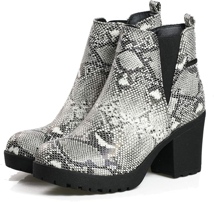 chunky heel plain open toe side zipper casual platform boots