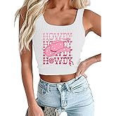 Western Crop Tank Top Women Vintage Cowgirl Rodeo Tanks Retro Cowboy Graphic Tank Country Music Sleeveless Shirts