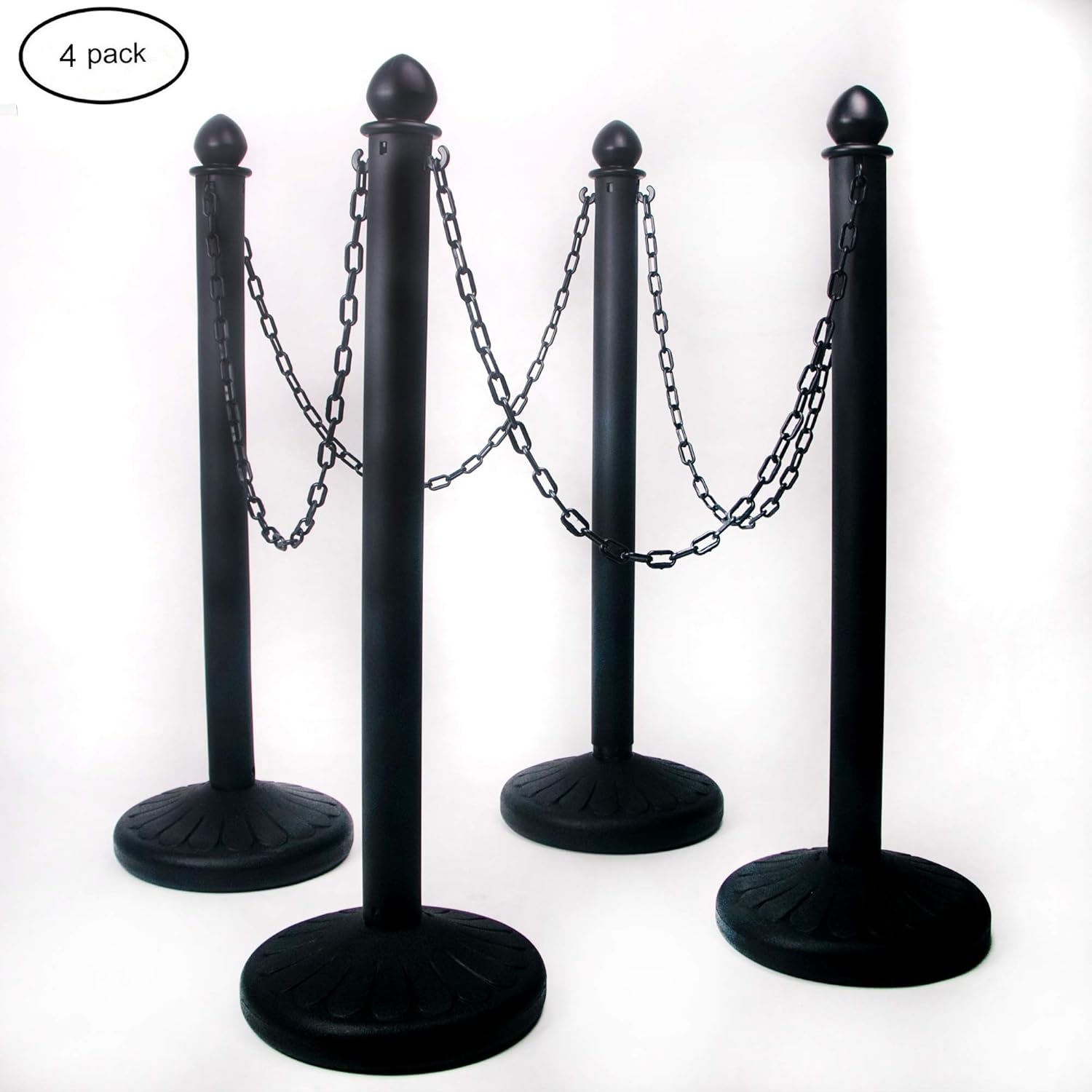 SHAREWIN Crowd Control Stands Black Plastic Stanchion Posts Set Barrier