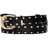 Asaloy Women's Studded Leather Belts,Adjustable Womens Belts,Suitable for Jeans and Dresses Punk Belt,Length 105cm/116cm