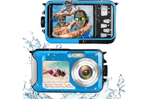 Underwater Camera for Snorkeling 10FT Waterproof Digital Camera Full HD 2.7K&48MP Compact Floatable, Dual-Screen Selfie/16X D