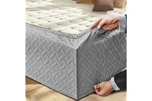 RAMESSES Box Spring Cover King,Bed Surround with Elastic Adjustment,White, 16 Inch High,Super Stretchy Wrap Around 3 Sides Elastic Bed Skirt,Wrinkle & Fading Resistant,Washable & Easy Fit