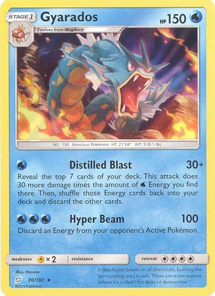 Amazon Com Gyarados 30 181 Holo Rare Team Up Toys Games