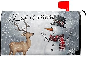 MIAOQUHE Winter Snowman Deer Mailbox Cover Magnetic Standard Size 21"x18" Christmas Snowflake Cardinal Decorative Mailbox Covers Winter Holiday Mailbox Wraps Post Letter Box Cover for Home Garden Yard