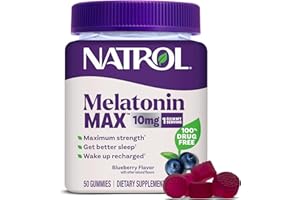 Natrol Melatonin 10mg Sleep Aid Supplement, 50 Count MelatoninMax Gummies, Blueberry Flavor, 10 mg Melatonin Gummies for Occasional Sleeplessness, 50 Day Supply