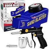 LE LEMATEC Portable Sand Blaster Gun Kit for Air Compressor, 150 PSI | Soda walnut media compatible, rust removal, glass etching, wood furniture prep, handheld gravity-fed siphon design