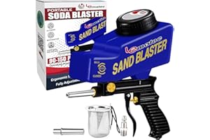 LE LEMATEC Sand Blaster Gun Kit for Paint Removal, Metal Rust Remover & Wood Stripper, Portable Soda Blaster for Air Compress