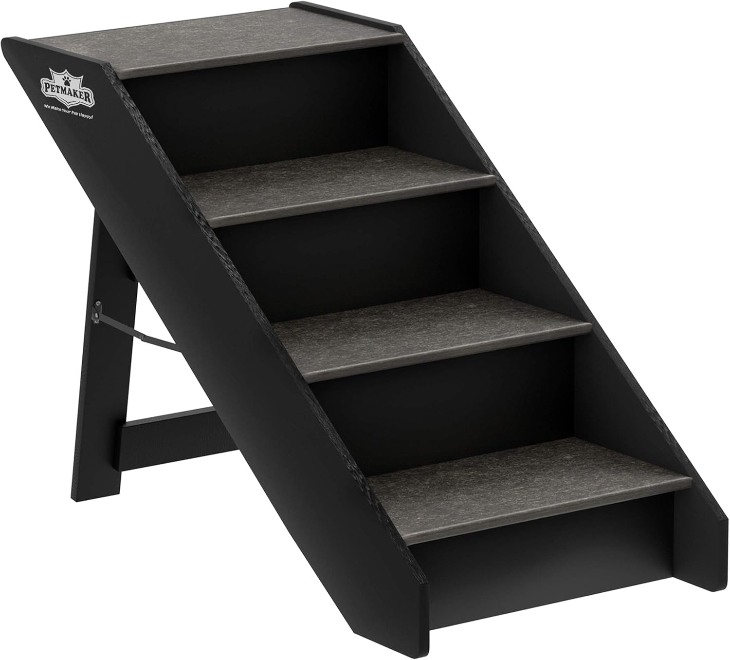 PETMAKER 80-PET6147 Folding Pet Stairs-Carpeted Foldable Durable Wood Steps-Compact, Portable, Sturdy for Home or Travel, Dogs, Cats, Petsup to 80Lbs, 4 Step : Pet Supplies