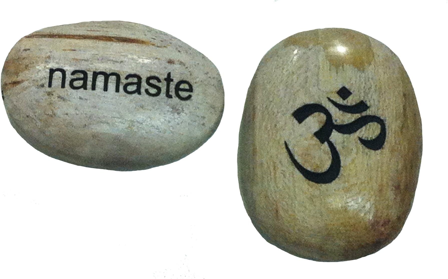 Petrified Wood Stones Om & Namaste Yoga Stones