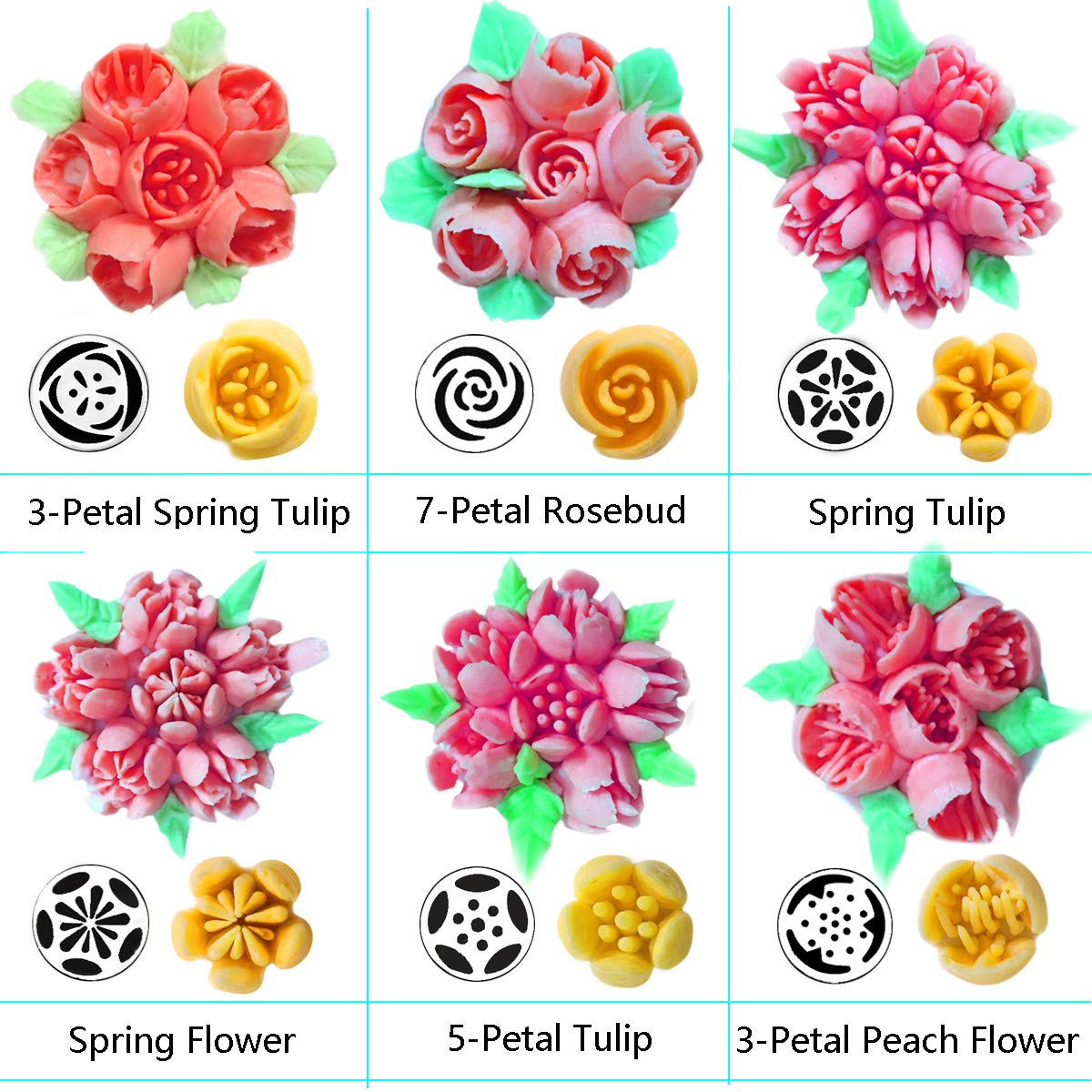 20Pcs Russian Flower Icing Piping Nozzles Tips Pastry Cake DIY Baking