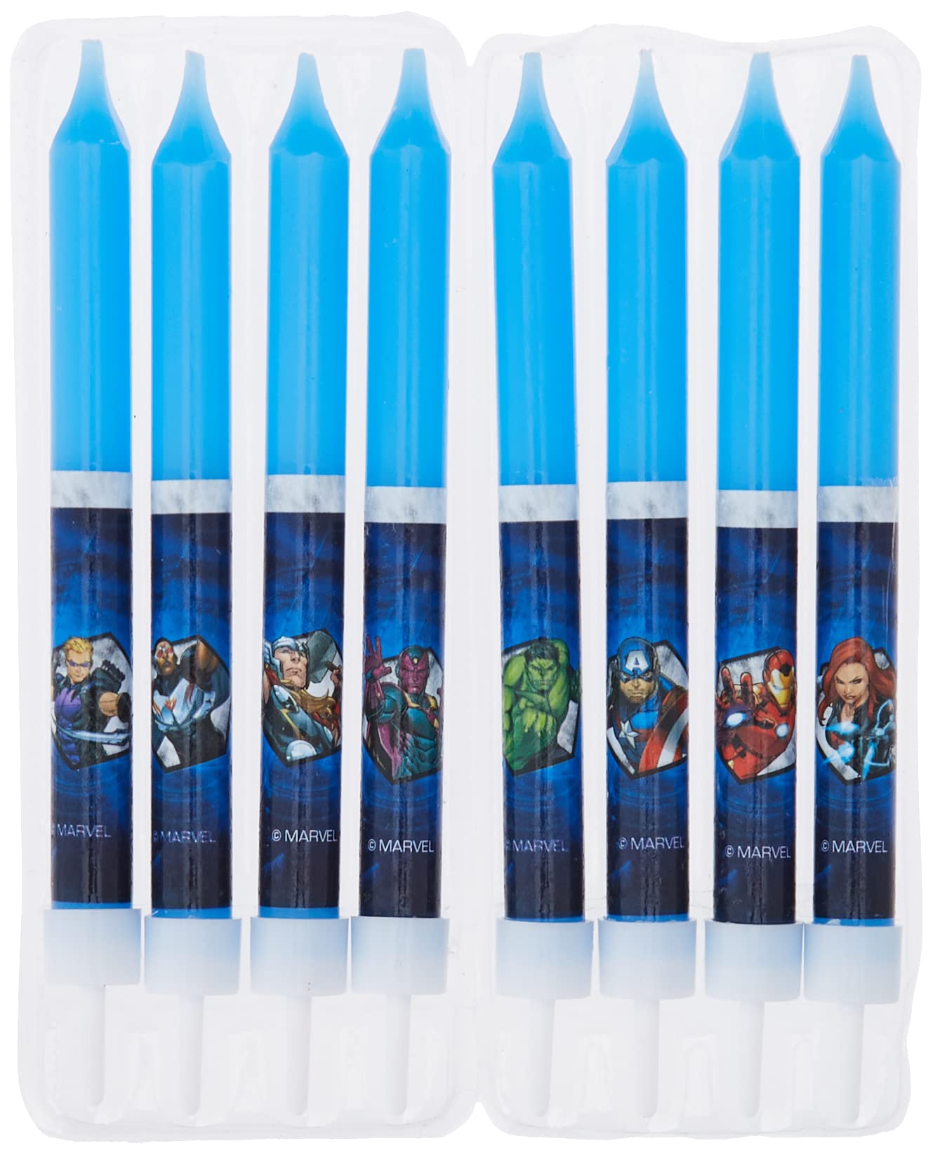 Dekora - Set of 3D Birthday Candles from Avengers for Children's Cakes – 8 Candles Decorative Birthday Candles