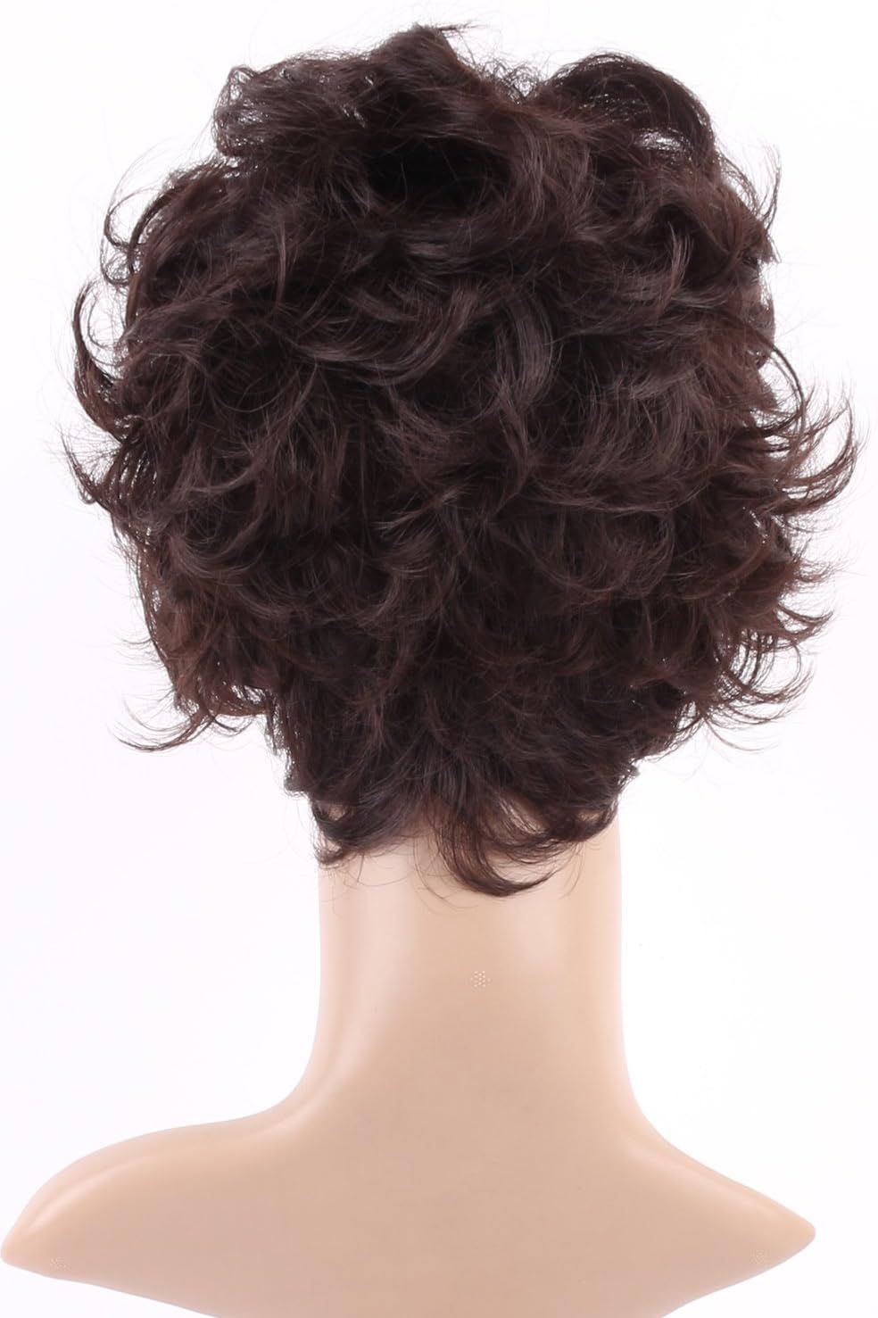 S-noilite Women's Short Wig Summer Style Full Wavy Curly Synthetic Hair Dark Brown Ladies Wigs, Short Dark Brown - Image 5