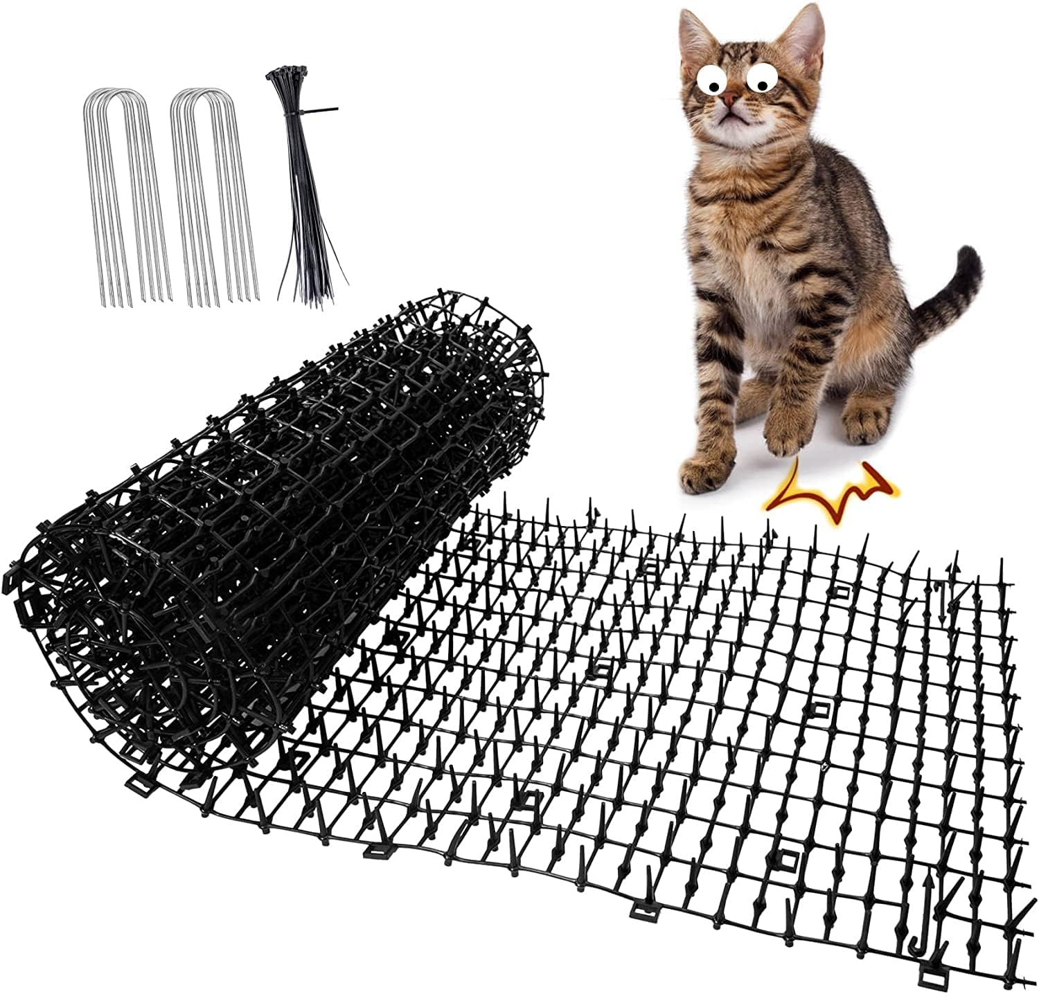 150cm*30cm Prickle Strip Deterrent Cat Scat Mats for Garden,Cat Fence Anti Climb, Cat Repellent Mats Cat Spikes for Garden
