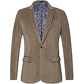 WZIKAI Men's Casual Corduroy Blazer Jacket Slim Fit One Button Work Wear Sport Coat