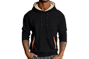 Fleece Lined Hoodies for Men Casual Long Sleeve Sherpa Hooded Sweatshirts Winter Warm Loose Track Hoodie with Pocket