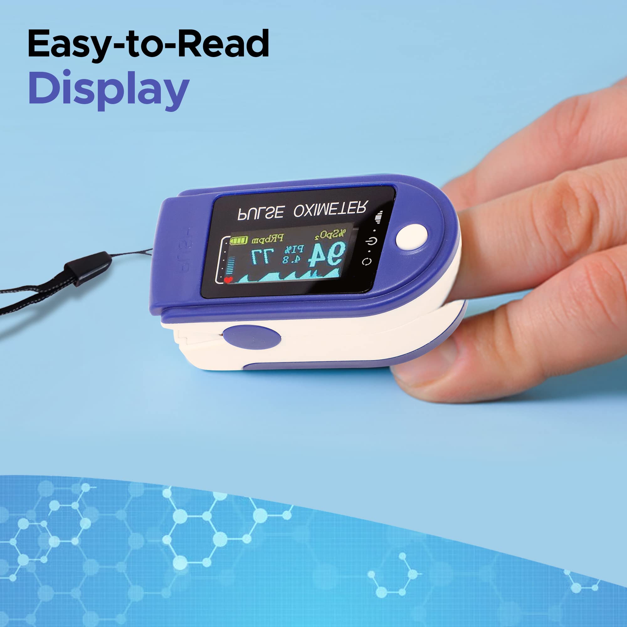 Pulse Oximeter, Finger Pulse Oximeter with OLED Display, Pulse Oximeter Fingertip, Blood Oxygen Saturation Monitor Finger, Heart Rate Monitor for Adult Child