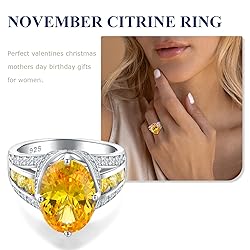 AGRULE Created Citrine Ring - 925 Sterling Silver