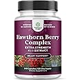High Strength Hawthorn Berry Capsules - Pure Antioxidant Hawthorn Berry Supplement with Leaf & Flower Extract 4:1 for Healthy Heart & Digestion - Energy Support for Men & Women - 240 Count Pack