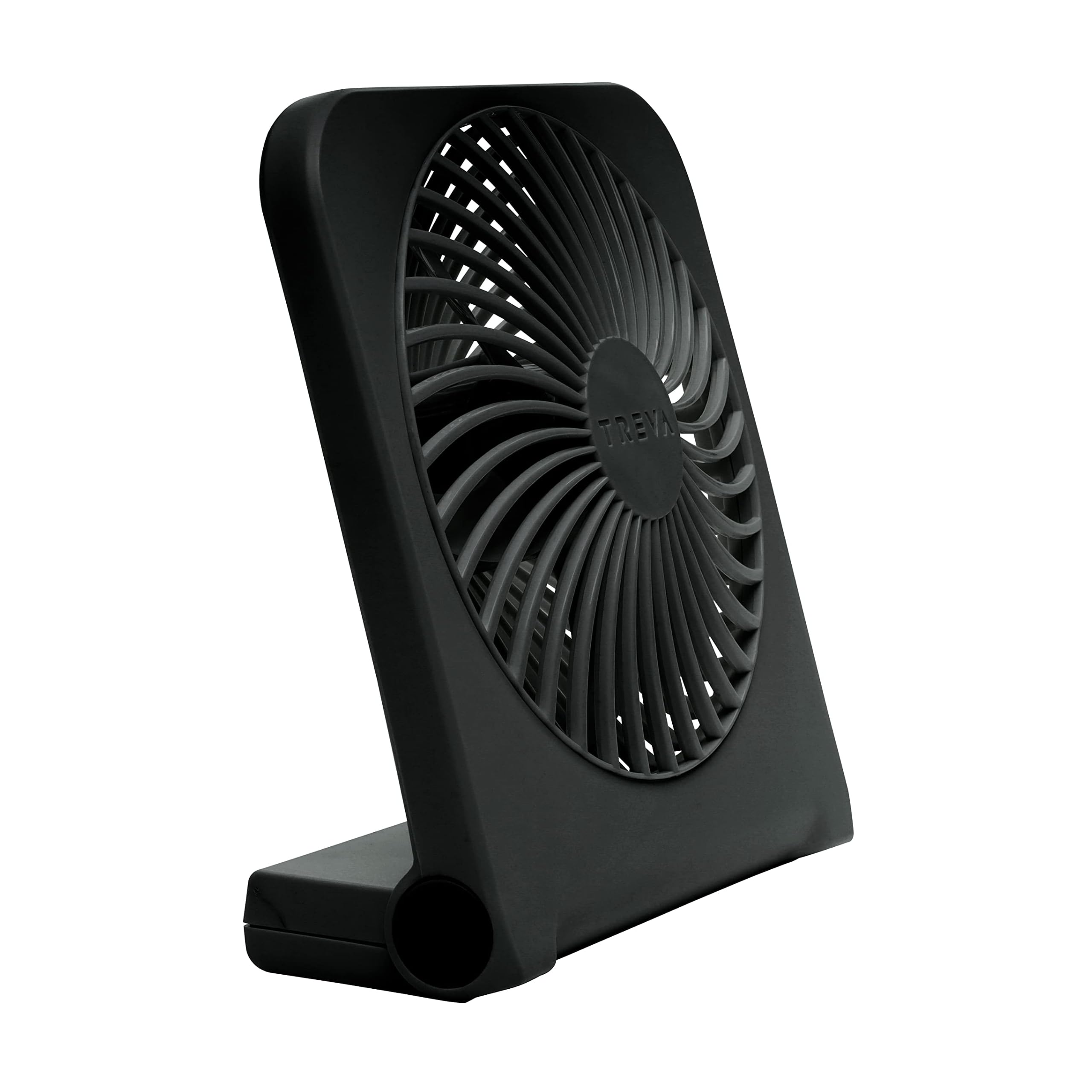 Treva 5-Inch USB and Battery Powered Desk Fan With Two Cooling Speeds and Adjustable Tilt, Small USB Fan Cubicle Accessories Durable and Long Lasting (Black)