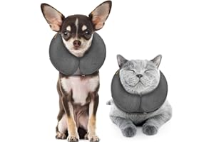 WONDAY Dog Cones for Small Dogs Xs After Surgery, Inflatable Dog Donut Collar Alternative Protective Recovery Cone for Dogs Cats Puppy E Collars, Dog Cone Small Size Dog - Grey, XS