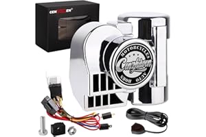 Cenzhiwen Motorcycle Air Horn Kit 12V 150db Super Loud Car Horn, with Air Compressor and Wiring Harness, Suitable for Any 12V Vehicle/Train/Truck/Motorbike/Boat/Pickup (silvery with button)