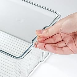 Hudgan 4 Pack Clear Plastic Storage Bins with