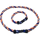 CEBUY 2 Rope Braided Tornado Titanium Sport Baseball Necklace 18" & Bracelet 7"